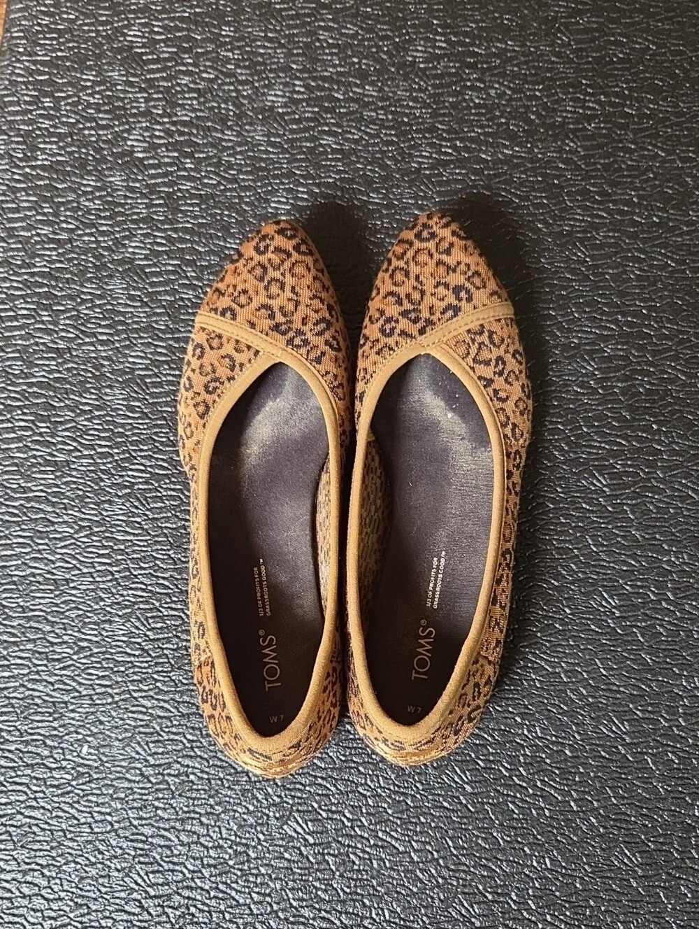 Toms Leopard Print Ballet Flats in Tan and Black